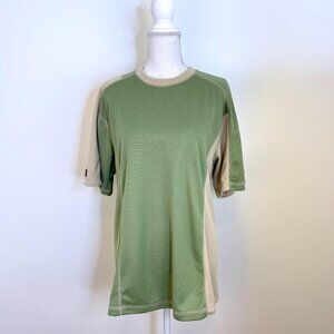 PrAna SZ XL polo womens shirt green, cream short